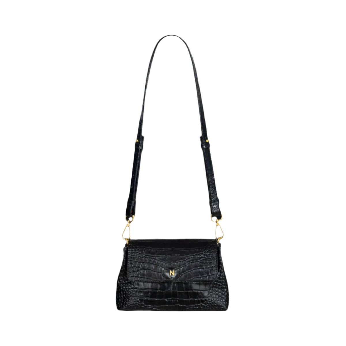 Mini Flap Bag - Crocco Black