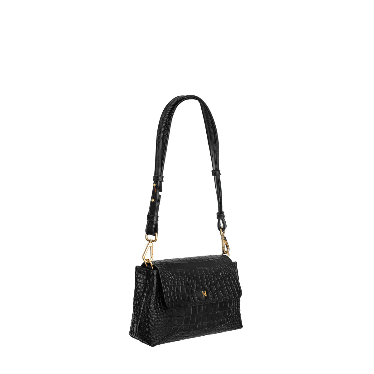 Mini Flap Bag - Crocco Black
