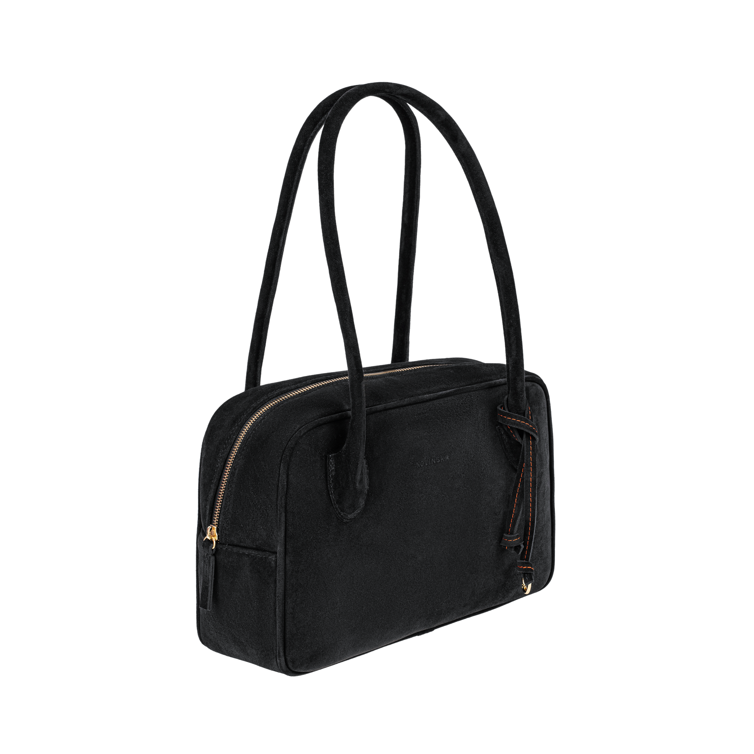 BOWLING BAG MIDI - Czarny zamsz