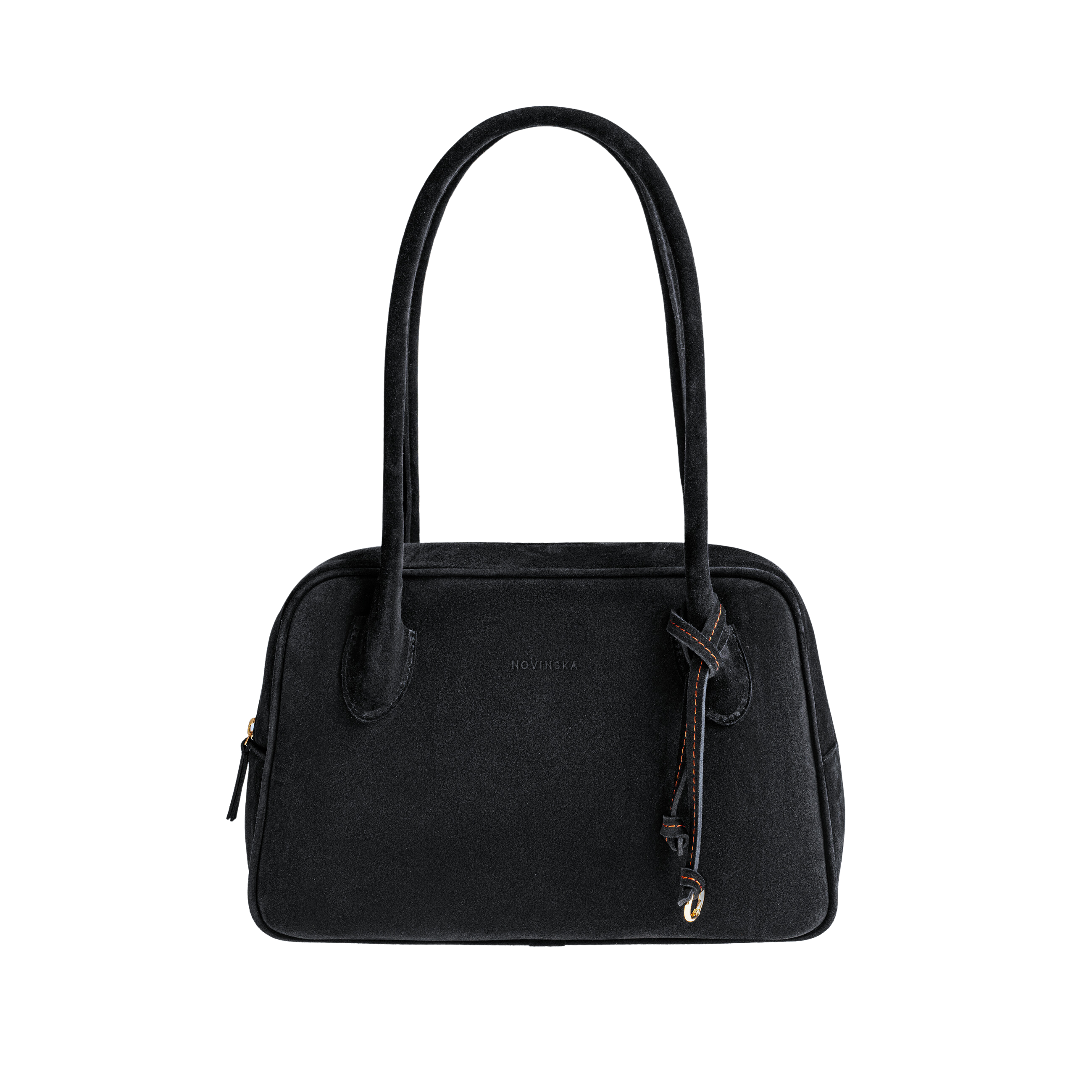 BOWLING BAG MIDI - Czarny zamsz