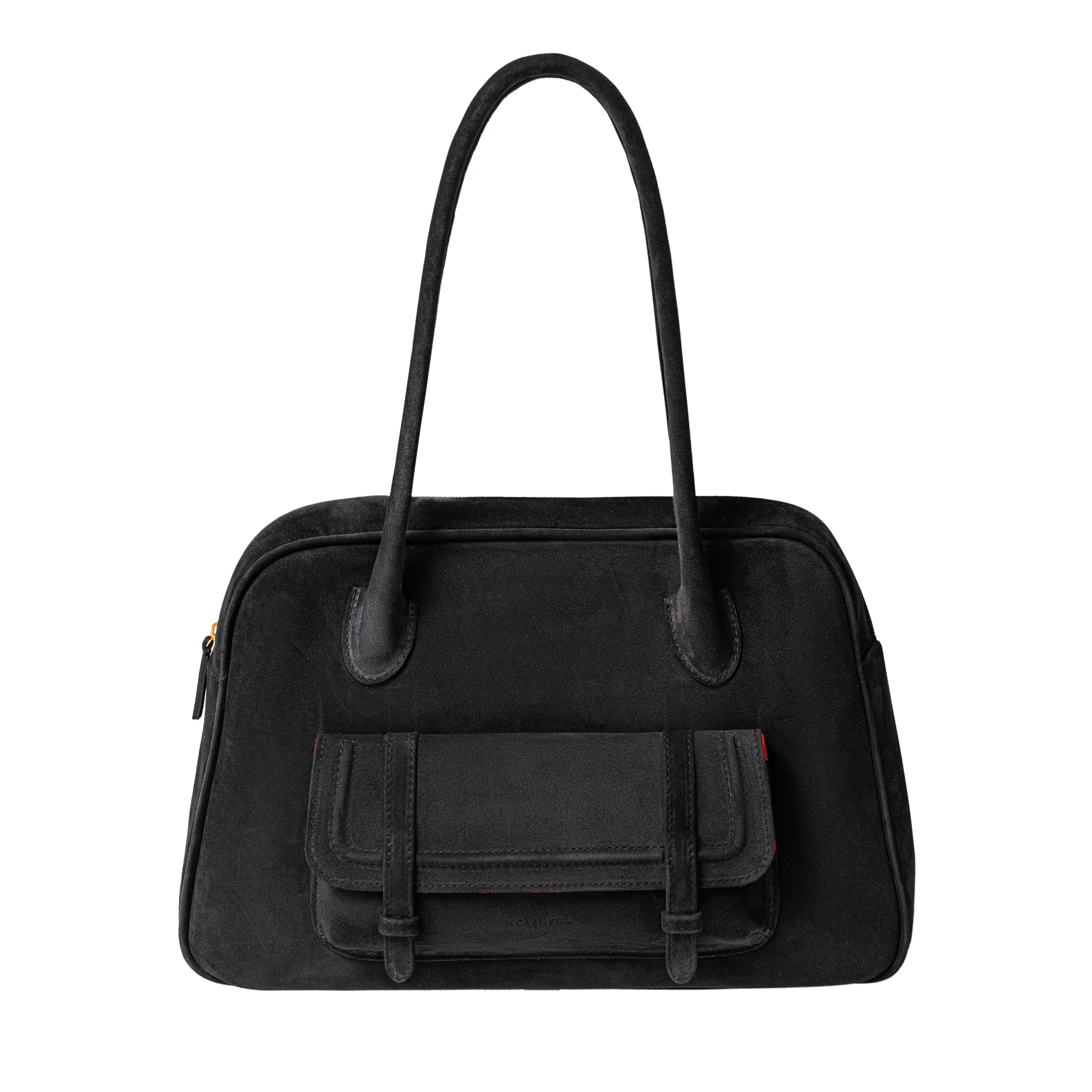 BOWLING BAG MAXI - Black suede