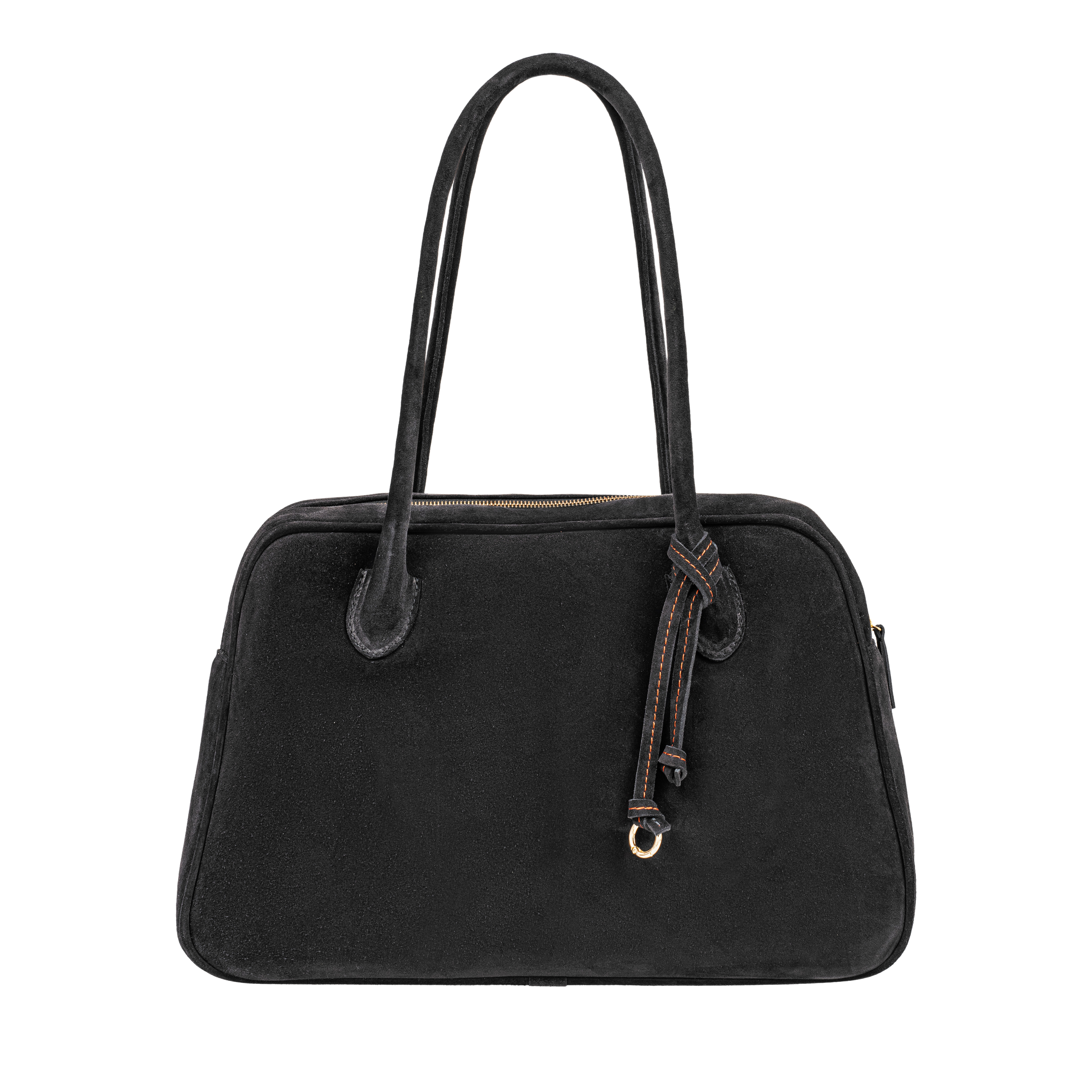 BOWLING BAG XL - Black suede