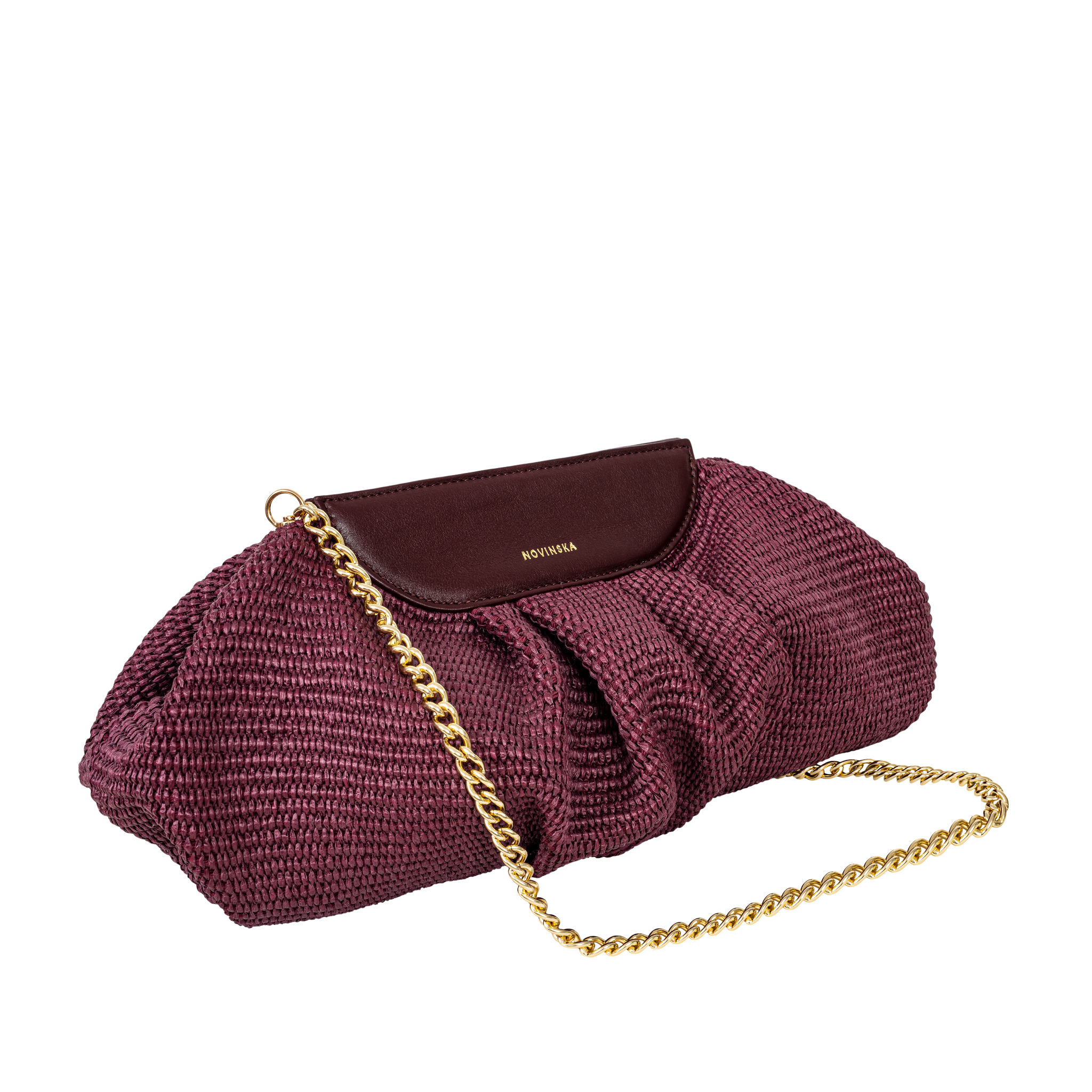 Raffia Cloud Bag - burgund