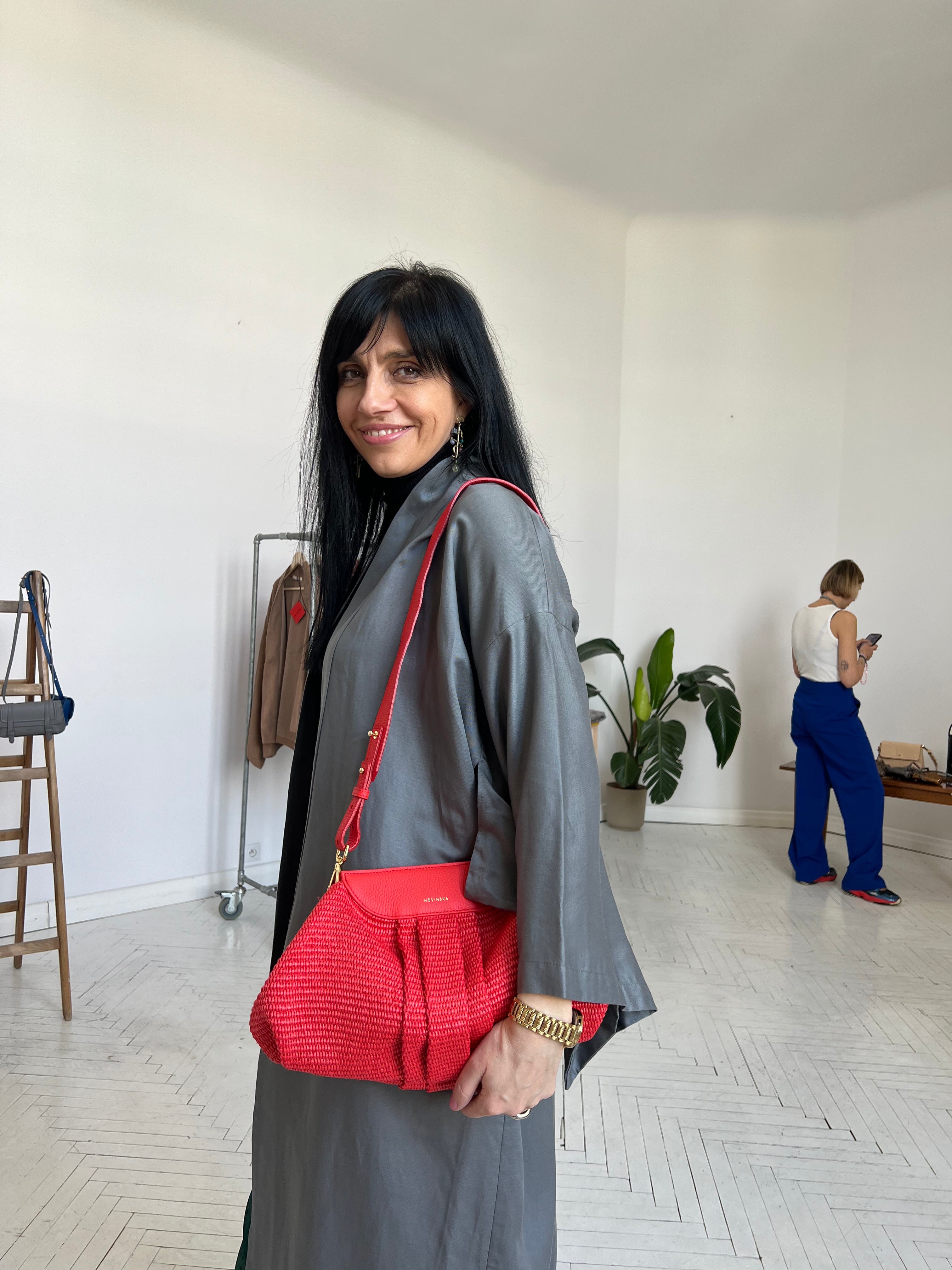 Raffia Cloud Bag - Czerwona