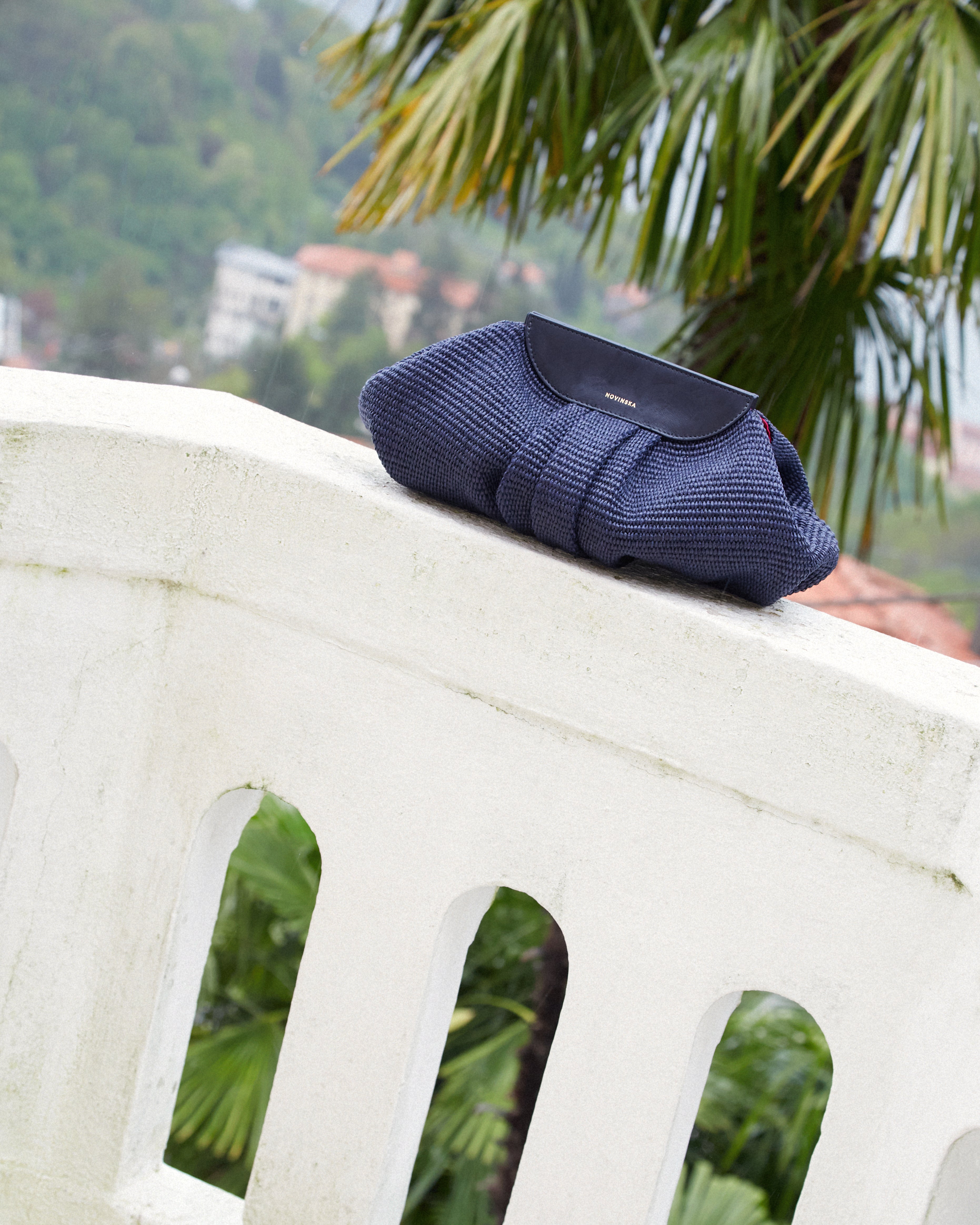 Raffia Cloud Bag - Navy
