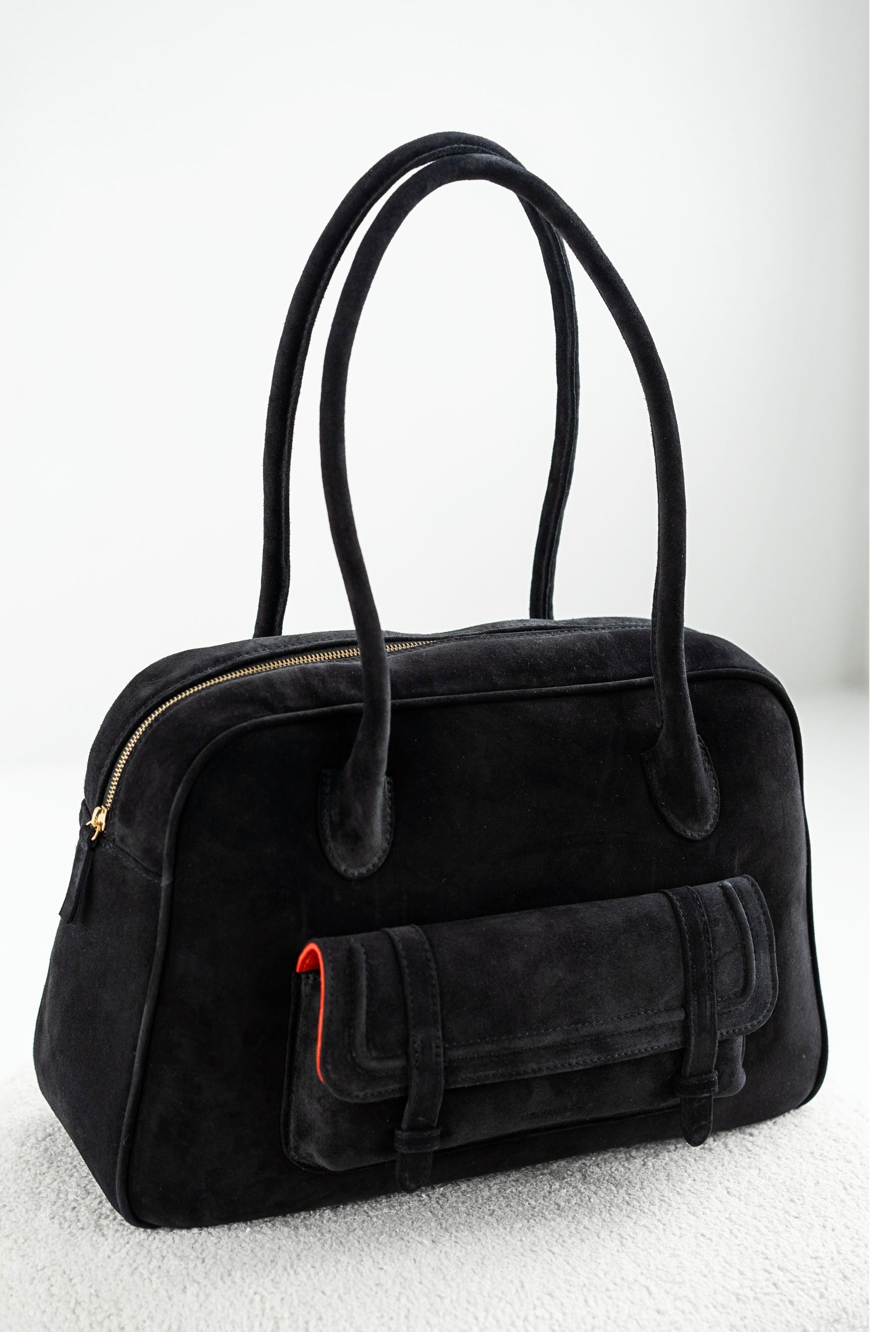 BOWLING BAG MAXI - Black suede