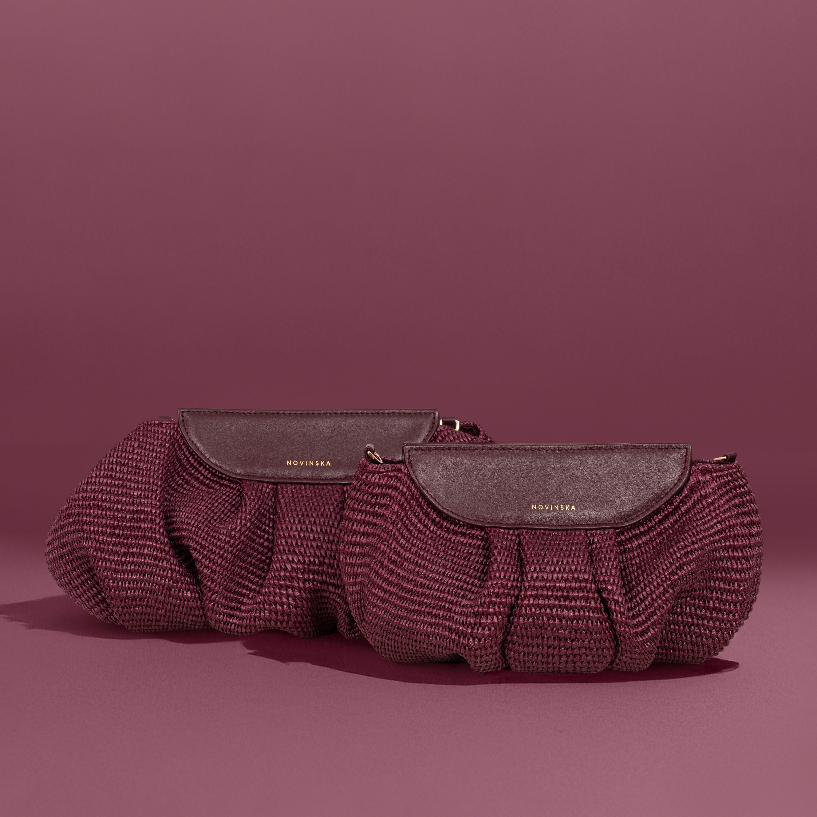 Baby Cloud Bag - Burgundy Raffia