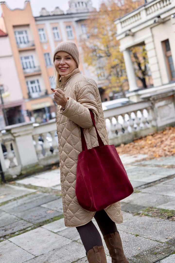 Shopping Bag Carolyn - Cherry suede