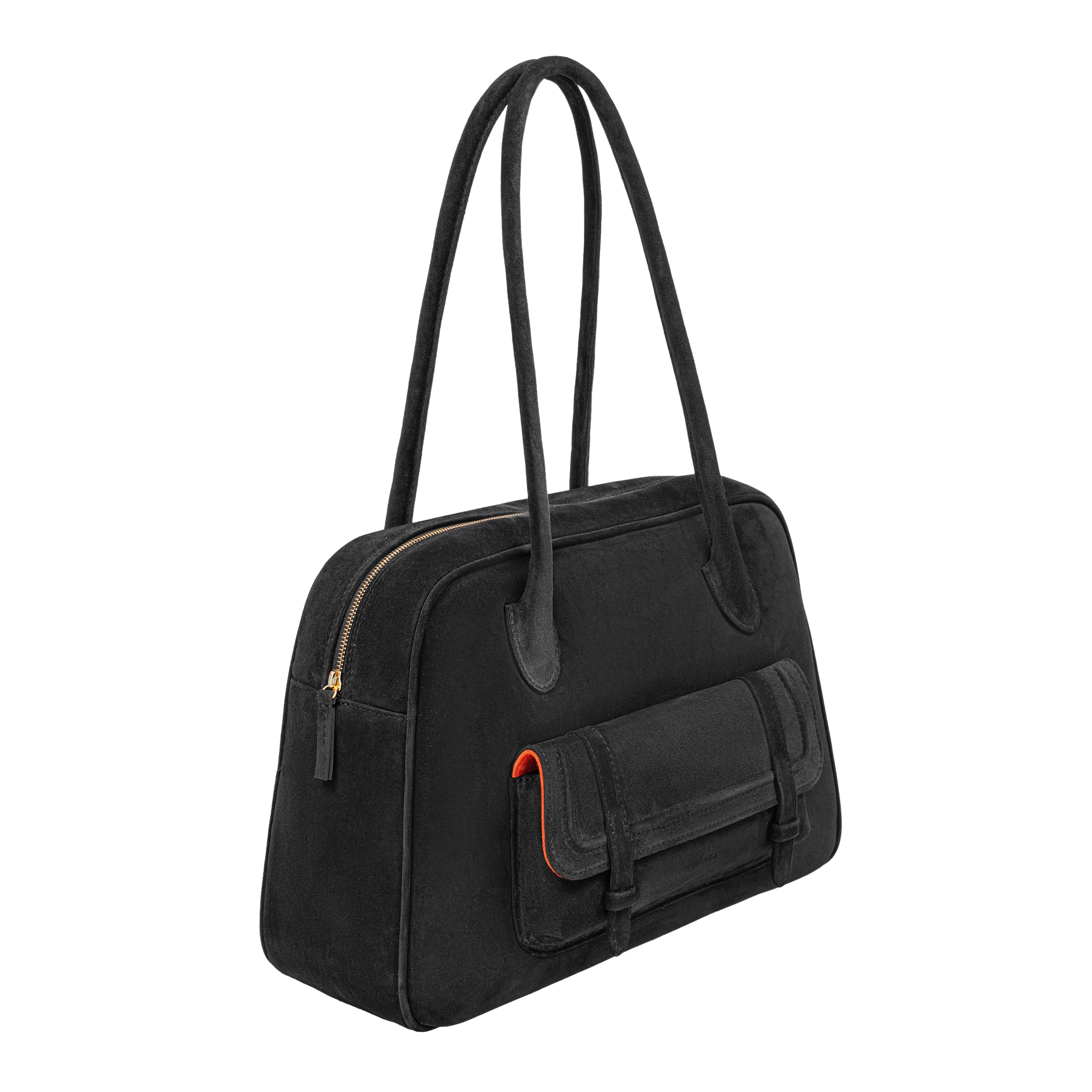 BOWLING BAG MAXI - Black suede