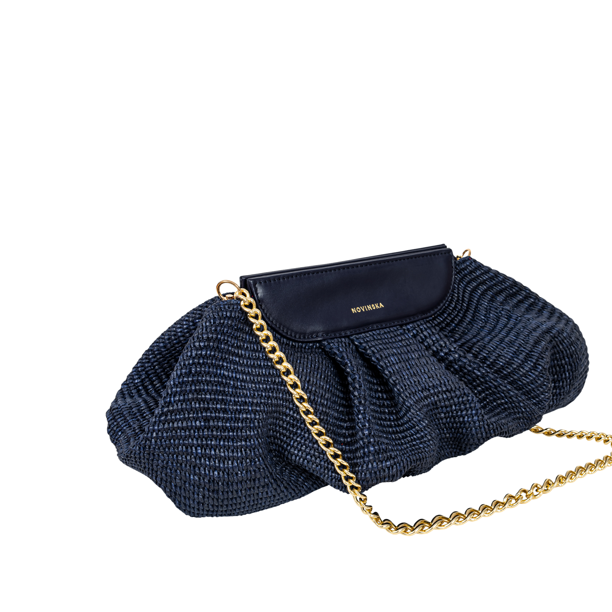 Raffia Cloud Bag - Navy