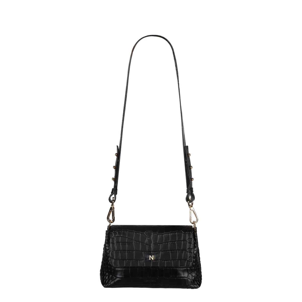 Mini Flap Bag - Crocco Black