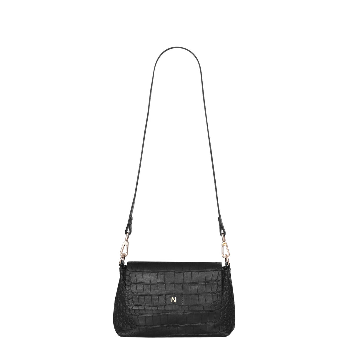 Mini Flap Bag - Crocco Black