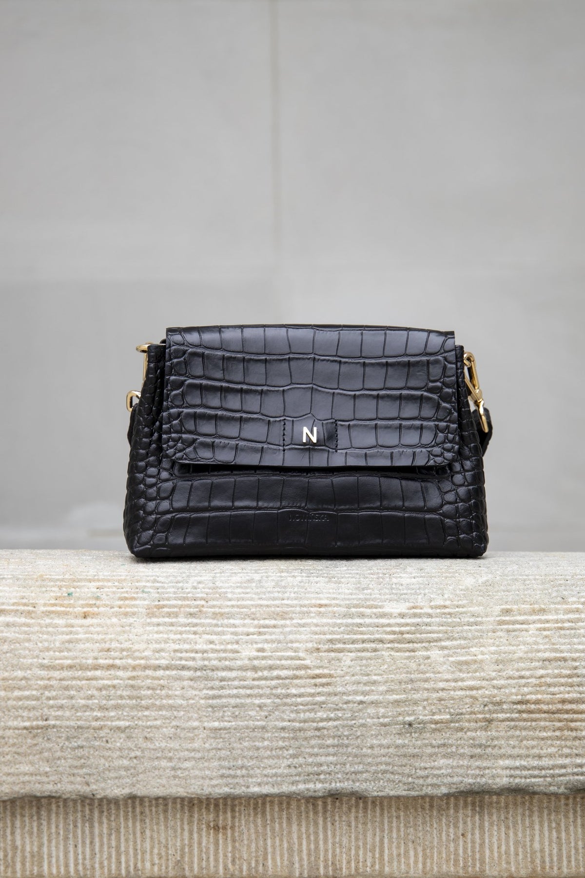 Mini Flap Bag - Crocco Black